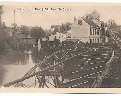 Gołdap Zniszczony most Goldap Ostpr. 