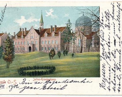 Rybnik Julius-Krankenhaus i kaplica szpitalna 1902r