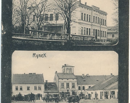 Sędziszów szkoła i rynek 1914r