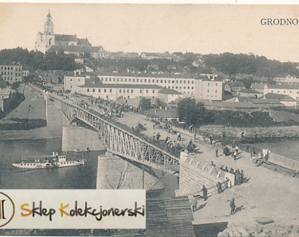 Grodno Widok ogólny most statek 1916r