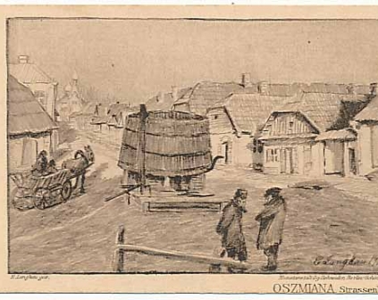 Oszmiana Scenka uliczna graficzna 1916r