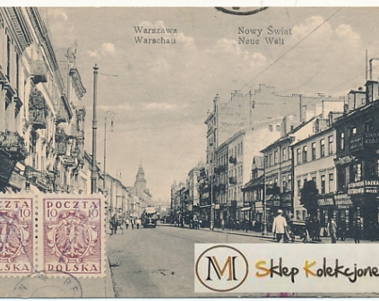 Pocztówka Warszawa Nowy Świat Stempel cenzury wojskowej 1919